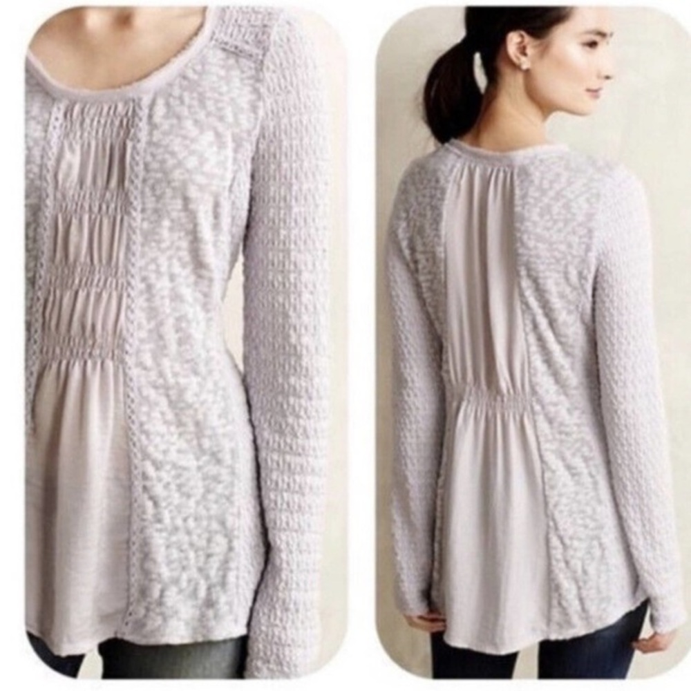 ANTHRO MEADOW RUE S boho flowy long sleeve blouse in soft lavender